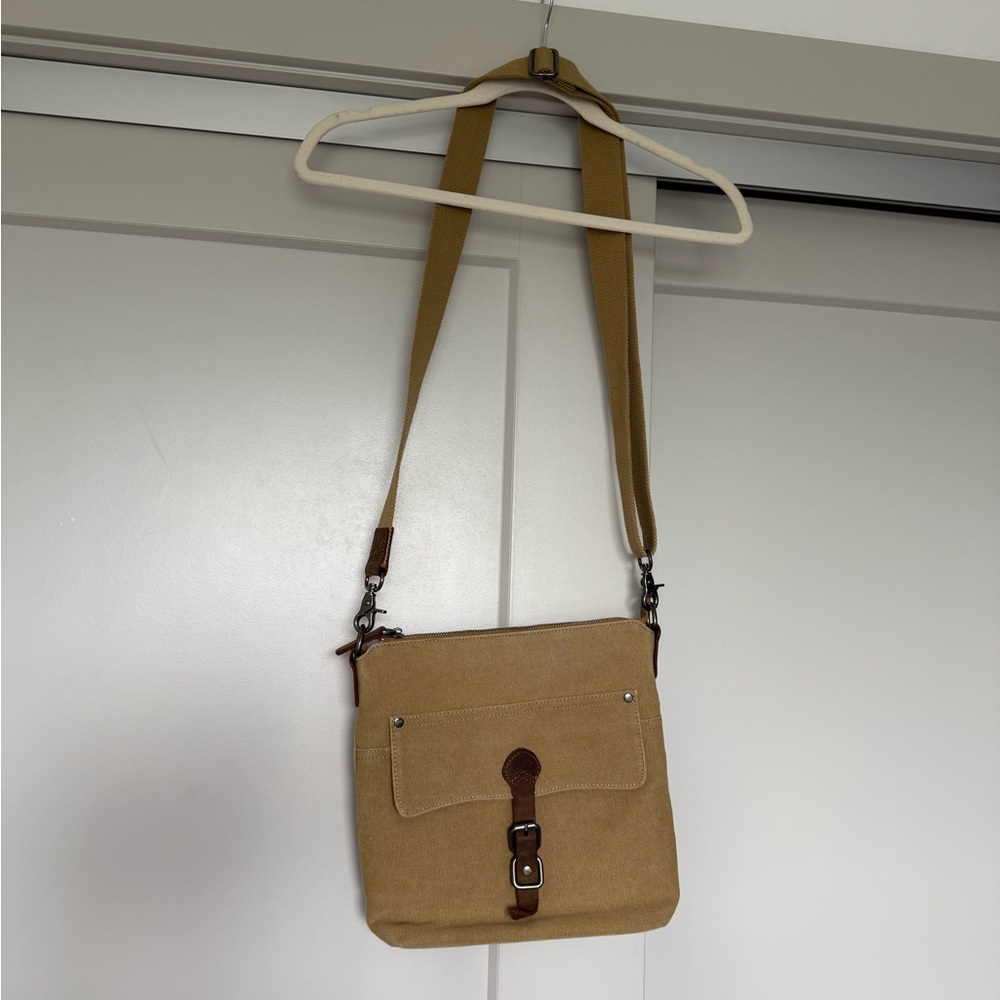 Davan Tan And Leather Canvas Crossbody Bag - image 4